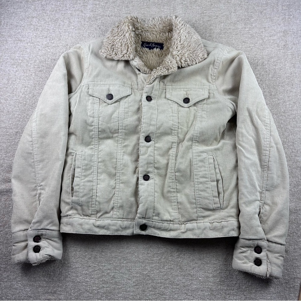 Vintage Earl Jean Cream Corduroy Sherpa Jacket Rachel Green M Fits XS